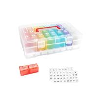 Mcnhbdgg Pastillero Mensual, Contenedor de Almacenamiento, Dispensador de Viaje, Colorido, con 32 Ranuras, Organizador, Caja de Embalaje Transparente