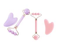 Mcnhbdgg Rodillo de Masaje de Doble Cabezal, para Reafirmar los Ojos y el Rostro, con Tablero de Resina Guasha, Masajeador Tipo Spa, Cuidado de la Piel.