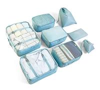 McNory 8pcs Bolsas De Almacenamiento De Viaje a Prueba De Agua Ropa Embalaje Cubo Organizador De Equipaje Bolsa,Embalaje de Viaje Bolsas de Ropa Zapatos,Cosméticos Accesorios（Celeste）