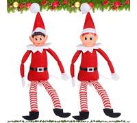 McNory Elfo Navidad 40cm Juego de Elfos Muñeca Suave de Pierna Larga Travieso Duende, Santa Divertida Figura de Elfos Que se comportan Mal con Cuerpo Suave y Cara de Vinilo, niño niña Elfo Decoración