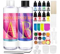 MCNory Resina Epoxi Kit 2 partes 400ml,Resina Epoxi Transparente Manualidades, Kit Fabricación de Joyas con Purpurina, Pigmento, para Bricolaje,Artesanía, hacer Colgante, Joyas, Llavero