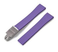 MCNVNEFSAW Correa de reloj de caucho FKM CTS de 16 mm, 18 mm, 19 mm, 20 mm, 21 mm y 22 mm, for hebilla plateada de mariposa de liberación rápida y corte a medida. Cierre(Purple With Buckle,20mmx16mm)