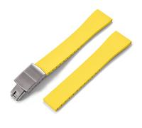 MCNVNEFSAW Correa de reloj de caucho FKM CTS de 16 mm, 18 mm, 19 mm, 20 mm, 21 mm y 22 mm, for hebilla plateada de mariposa de liberación rápida y corte a medida. Cierre(Yellow With Buckle,22mmx18mm)