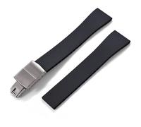 MCNVNEFSAW Correa de reloj de caucho FKM CTS de 16 mm, 18 mm, 19 mm, 20 mm, 21 mm y 22 mm, for hebilla plateada de mariposa de liberación rápida y corte a medida. Cierre(Black With Buckle,19mmx16mm)