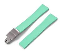 MCNVNEFSAW Correa de reloj de caucho FKM CTS de 16 mm, 18 mm, 19 mm, 20 mm, 21 mm y 22 mm, for hebilla plateada de mariposa de liberación rápida y corte a medida. Cierre(Cyan With Buckle,16mmx14mm)