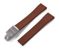 MCNVNEFSAW Correa de reloj de caucho FKM CTS de 16 mm, 18 mm, 19 mm, 20 mm, 21 mm y 22 mm, for hebilla plateada de mariposa de liberación rápida y corte a medida. Cierre(Brown With Buckle,16mmx14mm)