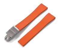 MCNVNEFSAW Correa de reloj de caucho FKM CTS de 16 mm, 18 mm, 19 mm, 20 mm, 21 mm y 22 mm, for hebilla plateada de mariposa de liberación rápida y corte a medida. Cierre(Orange With Buckle,16mmx14mm)