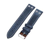 MCNVNEFSAW Correa de reloj de cuero vintage de 18 mm, 19 mm, 21 mm, 20 mm, 22 mm y 24 mm for cierre de liberación rápida y remaches color marrón café. correa de reloj(Blu,19mm)