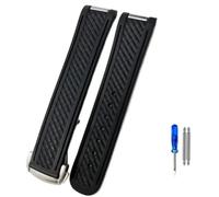 MCNVNEFSAW Correa de reloj de silicona y caucho de 20 mm compatible for Omega Seamaster 300 AT150 Aqua Terra Ultra Light 8900 for hebilla de acero. Cierre(Noir,20mm NO Buckle)