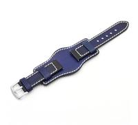 MCNVNEFSAW Correa de reloj vintage hecha a mano de 20 mm, 22 mm y 24 mm, de piel auténtica for banda de piel de vaca mate, compatible for relojes for Fossil. correa de reloj(Blu,20mm)