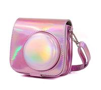 MCNVNEFSAW Mini 8 8+ 9 Symphony Cámara Bolsa de Cuero Retro Cámara de Cuero Brillante Color de Color Pink Funda Protectora Fit for Fuji Fit for Instax Fit for Polaroid Bolso de la cámara(B)