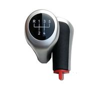 MCNVNEFSAW Perilla de cambio marchas cuero genuino for coche, 5 y 6 velocidades, Power Sport, compatible for BMW E30, E32, E34, E36, E38, E39, E46, E53, E60, E63, E83, E84, E90, E91 M3(Silver 5speed)