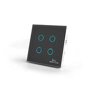 MCO Home Z-Wave Interruptor de panel táctil de vidrio, 4 relés, MH-S314, negro