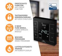 MCO Home Z-Wave Termostato Ambiental Negro Suelo Radiante Infrarot-Heizu