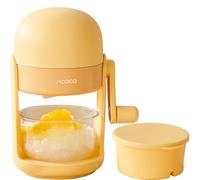 MCOCO Trituradora de hielo con cuenco de afeitar y molde particionado, máquina de hielo afeitado portátil, máquina de cono de nieve, color amarillo