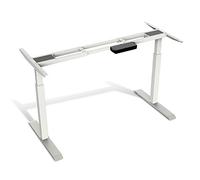 Mcombo Mesa Eléctrica Regulable en Altura 2 Motores Telescopio de 2 Compartimentos Control de Memoria (Blanco) para Despacho, Cualquier Mesa de Oficina