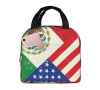 MCosu Lonchera aislada para mujer, reutilizable, bonita lonchera para hombres, a prueba de fugas, estampado de bandera mexicana americana