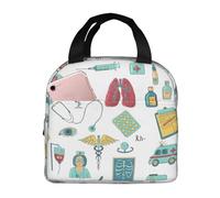 MCosu Lonchera aislada para mujer, reutilizable, bonita lonchera para hombres, bolsas de almuerzo a prueba de fugas, estampado abstracto de biología química 4