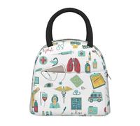 MCosu Lonchera grande aislada para mujer, reutilizable, bonita lonchera para hombres, bolsas de almuerzo a prueba de fugas, estampado abstracto de biología química 4