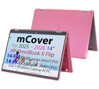 mCover Funda rígida solo compatible con laptop Windows 2 en 1 HP OmniBook X Flip 14-FMxxxx 14-FKxxxx 2 en 1 (con bisagra de 360°) (no es compatible con ningún otro modelo HP), color rosa