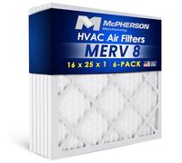 McPherson Manufacturing MERV 8 - Filtros de aire de 16 x 25 x 1 pulgadas, repuesto de filtro plisado para horno de aire acondicionado, para uso doméstico y comercial, polvo, mascotas y pelusas