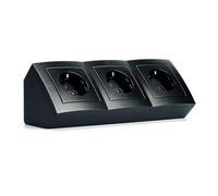 McPower Bloque de enchufes Tomas bajo encimera | Flair | Toma de 3 Vías con Protección | 230V/16A | Toma de Montaje con Cable de 15cm y Terminal de Conexión, Negro Mate