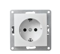 McPower Enchufe de Empotrar | Flair | 250V/16A toma de corriente con contacto de puesta a tierra empotrada, toma de corriente empotrada fácil de instalar con conexión de enchufe, blanco mate