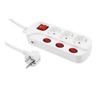 McPower Regleta con protección contra sobretensiones, Circuito Individual, 3 enchufes, regleta de Enchufe múltiple Schuko de 1,5 m de Cable