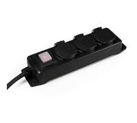 McPower Regleta de jardín | 3 Tomas con Interruptor, IP44, para Exterior, Carcasa Resistente y montable, Cable de 1,5m, 250V~ 16A 3600W, Negro