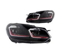 MCQNDS Faros Delanteros De Estilo De Coche Faros LED Faros Delanteros DRL Lámpara De Señal Conjunto De Faros Para VW Para Golf 6 2009-2012(Red,Left Hand Drive)