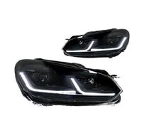 MCQNDS Para VW Para Golf 6 2009 2010 2011 2012 Estilo De Coche Faros Delanteros DRL Lámpara De Señal Conjunto De Faros(Black,Right Hand Drive)