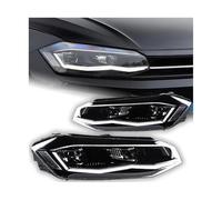 MCQNDS Para VW Para Polo 2017 2018 2019 2020 2021 Conjunto De Faros Delanteros De Coche Faros Delanteros Lente Faros Señal DRL(Plata,Left Hand Drive)