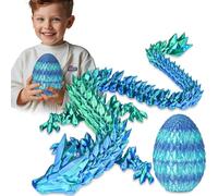 MCQWOMFQAK 1pc Mystery Dragon Egg 3D Printed with Dragon Inside Surprise Collectible Model Fantasy Figurine Desk Ornament Gift for All Occasions(Sea Blue,L)