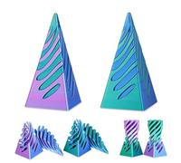 MCQWOMFQAK 2-Pack Impossible Pyramid Fidget Toy 3D Printed Spiral Cone Stress Relief Desk Toy Creative Gift for Christmas and Birthday(Purple and Green)