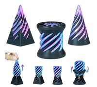 MCQWOMFQAK 3PCS 3D Printed Spiral Cone Fidget Toy Impossible Design Geometric Sculpture Stress Relief Desk Puzzle Unique Novelty Gift(Purple+Black)