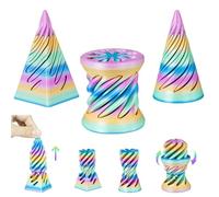 MCQWOMFQAK 3PCS Impossible Pyramid Cone 3D Printed Spiral Fidget Sculpture Mind Teasing Puzzle Stress Relief Toy Unique Office Decor(Candy Color-1)