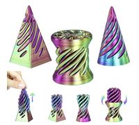 MCQWOMFQAK 3PCS Impossible Pyramid Cone 3D Printed Spiral Fidget Sculpture Mind Teasing Puzzle Stress Relief Toy Unique Office Decor(14)