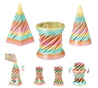 MCQWOMFQAK 3PCS Impossible Pyramid Cone 3D Printed Spiral Fidget Sculpture Mind Teasing Puzzle Stress Relief Toy Unique Office Decor(Candy Color-2)