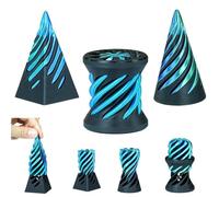 MCQWOMFQAK 3PCS Spiral Cone Impossible Object 3D Printed Fidget Sculpture Geometric Puzzle for Stress Relief and Focus Unique Gift Idea(Green+Black)
