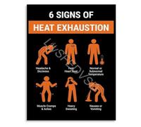 MCQWOMFQAK Heat Exhaustion Prevention Poster 6 Signs Identification Guide Infographic Canvas for Workplace and Industrial(Framed,12x18inch(30x45cm))