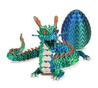 MCQWOMFQAK Huevos de dragón Impresos en 3D de 12 Pulgadas, Juguetes Que Brillan en la Oscuridad for niños y Adultos, for decoración de Escritorio de Oficina en casa(Green Dragon God,G)
