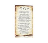MCQWOMFQAK Inspirational Bible Verse Sign Psalm 91 Christian Metal Sign Religious Wall Decor for Living Room Home Office Church Prayer Room 8 X 12 in