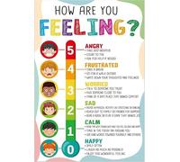 MCQWOMFQAK Preschool Classroom Decor Canvas Print Feelings Chart for Toddlers Emotions Poster Social Emotional Learning SEL(Framed,12x18inch(30x45cm))