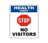 MCQWOMFQAK Private Area Sign No Visitors for Health Reasons Metal Warning Sign for Clinic Lab Office Building Safety and Hygiene Notice (8 X 12 inch)