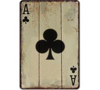 MCQWOMFQAK Retro Playing Card Club Ac Metal Sign Rustic Tin Plaque for Man Cave Bar Garage Game Room 8 X 12 in