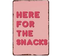 MCQWOMFQAK Retro Snack Lover Sign Here For The Snacks Vintage Metal Plaque for Kitchen Dining Room or Cafe 8 X 12 in