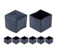 Mcredy Tapones negros para patas de silla, de goma de PVC suave, protectores de suelo de fácil instalación, patas cuadradas de muebles de 1 x 1 pulgada, tamaño interior para suelos de madera dura