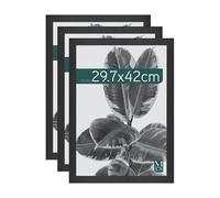 MCS Marco A3 Studio Gallery, Aspecto de Madera Negra, Madera MDF, Fijación a Pared Vertical y Horizontal, Marco para Fotos, Pósteres y Arte Tamaño A3 (Paquete de 3)