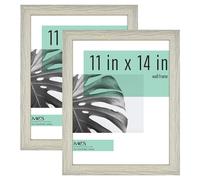MCS Studio Gallery 11x14 Picture Frame Gray Woodgrain Rectangle Photo Frame for Photos Posters & Art Prints (2-Pack)