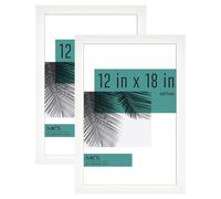 MCS Studio Gallery 12x18 Picture Frame White Woodgrain Rectangle Photo Frame for Photos Posters & Art Prints (2-Pack)